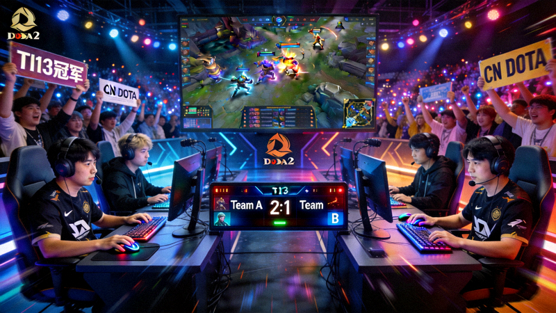 DOTA2国际邀请赛TI13比赛现场激烈对战画面